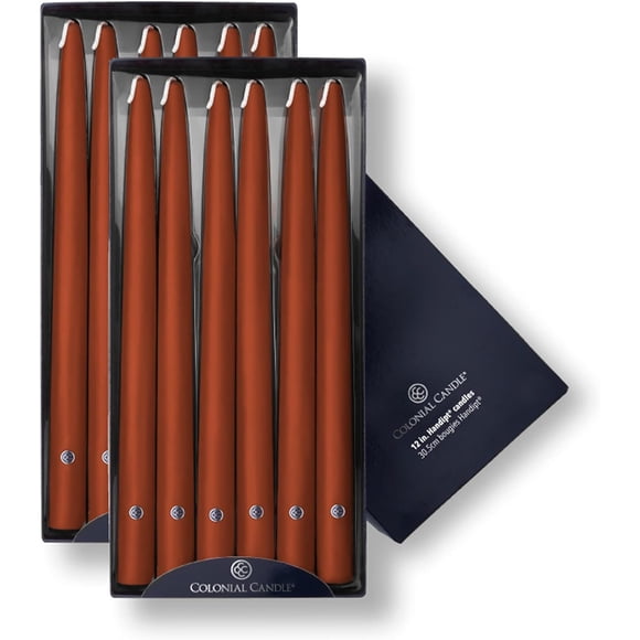 Colonial Candle Unscented Taper Candle, Handipt Collection, Amber, 12 in, Pack of 12 - Up to 10 Hours Burn