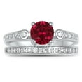 thumbnail image 4 of LaRaso & Co His & Her Wedding Engagement Ring Set Ruby Red Silver Black Unique Rings 6 12, 4 of 6