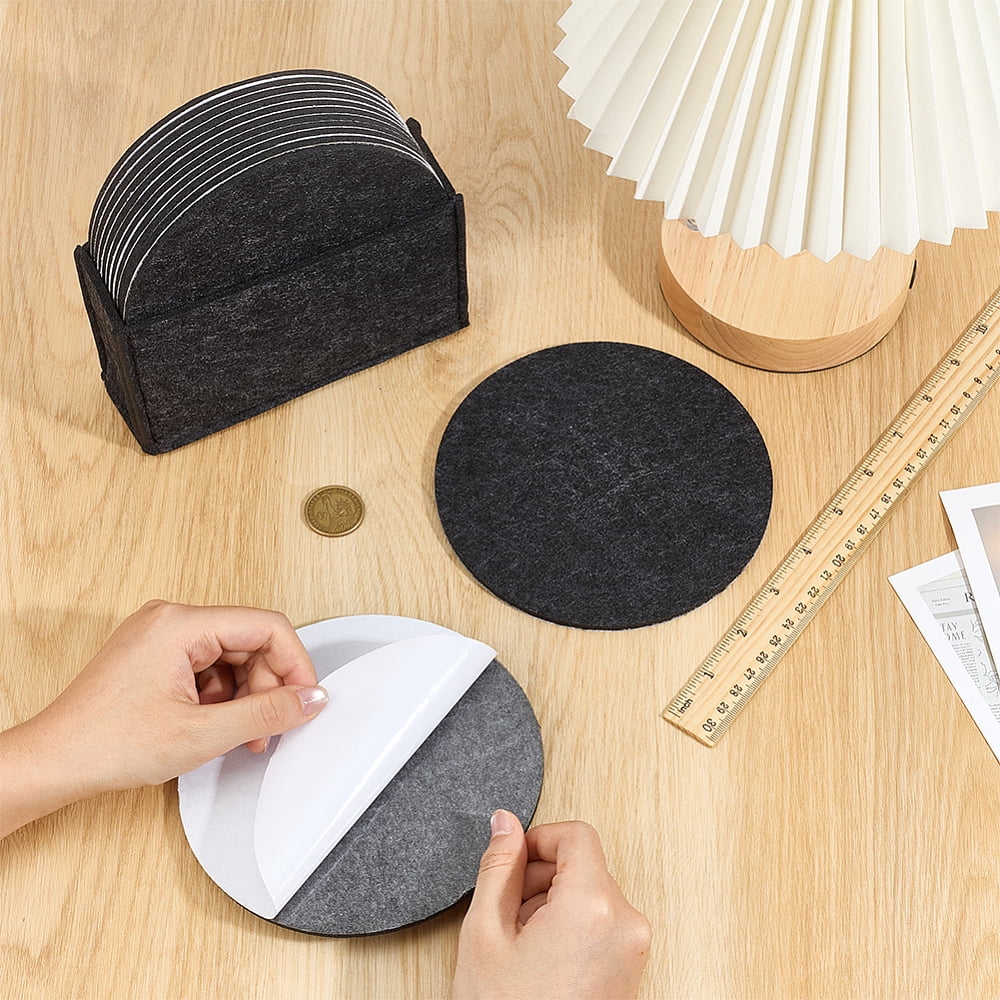 20Pcs Felt Mats with Adhesive Back Flat Round Dark Gray 150x4mm DIY
