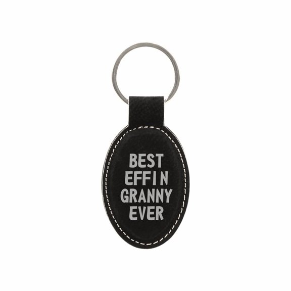 PrecisionNC Funny Grandma Gifts Best Effin Granny Ever Engraved Keychain Key Tag Mothers Day Gift Grandson Granddaughter (Black)