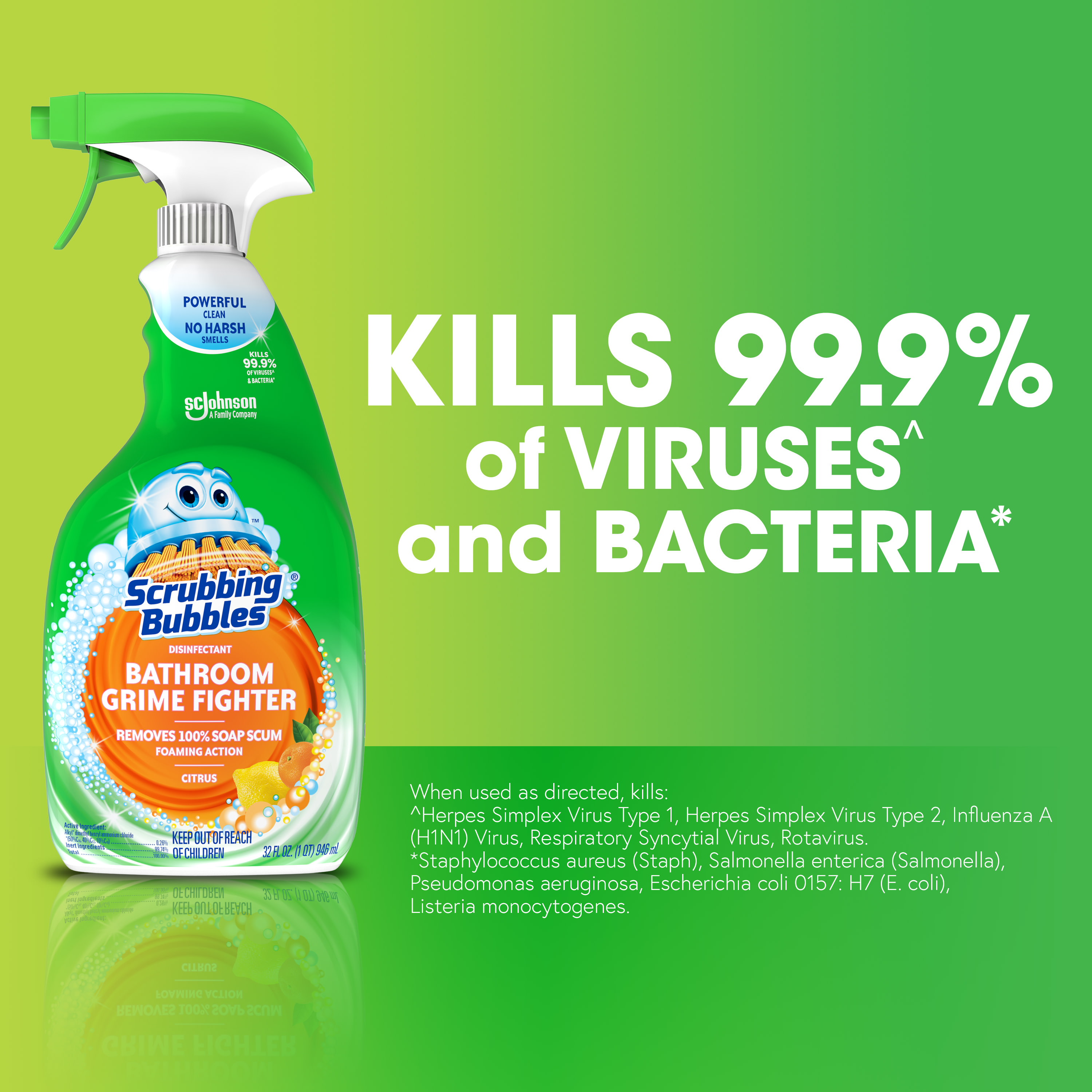 Scrubbing Bubbles Disinfectant Bathroom Grime Fighter Spray, Citrus, 32 fl oz - image 3 of 13