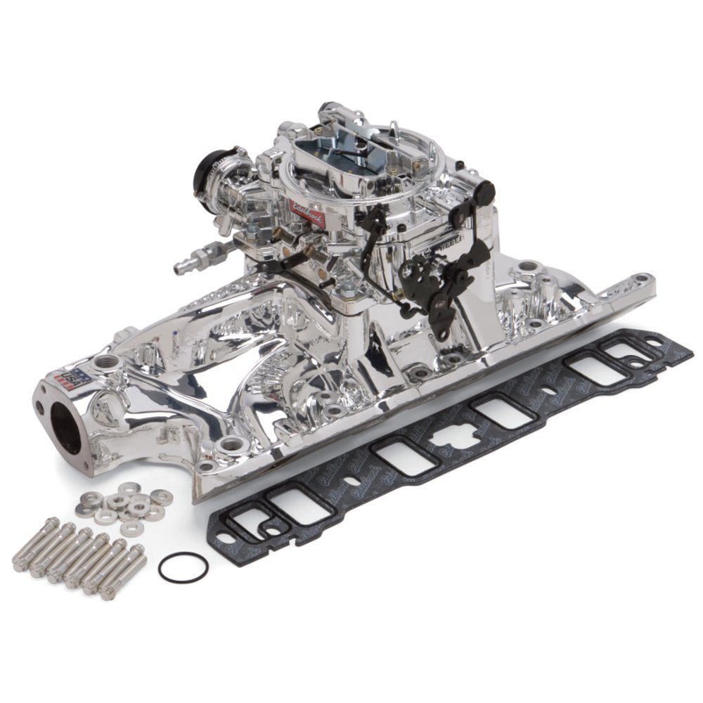 Edelbrock Manifold And Carb Kit Performer RPM Small Block Ford 289302 Endurashine Finish