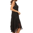 thumbnail image 4 of Sakkas Sundara Stonewashed Rayon Embroidered Mid Length Dress - Black - L/XL, 4 of 5