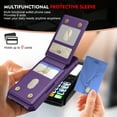 thumbnail image 6 of Dteck Detachable Wallet Case for iPhone 16E 2025 with Stand, Strong Magnetic Card Holder Case Compatible with MagSafe, Shockproof PU Leather RFID Blocking Flip Credit Slots Purse Cover, Purple, 6 of 8