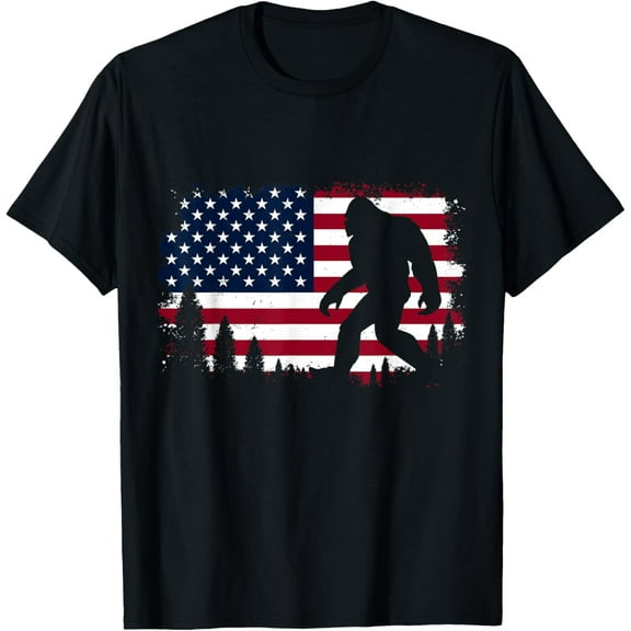 4th Of July Bigfoot Sasquatch USA American Flag Boys Men T-Shirt