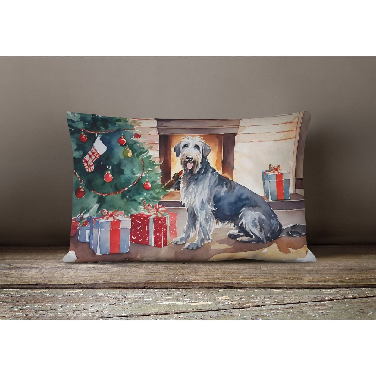 Irish Wolfhound Cozy Christmas Throw Pillow 12 in x 16 in