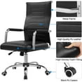 thumbnail image 6 of CRXX PU Leather Managerial Chair High Back Computer Desk Chair Management Task Chair Swivel Rolling Chair with Ergonomic Backrest and Adjustable Height for Conference and Home, Black, 6 of 10