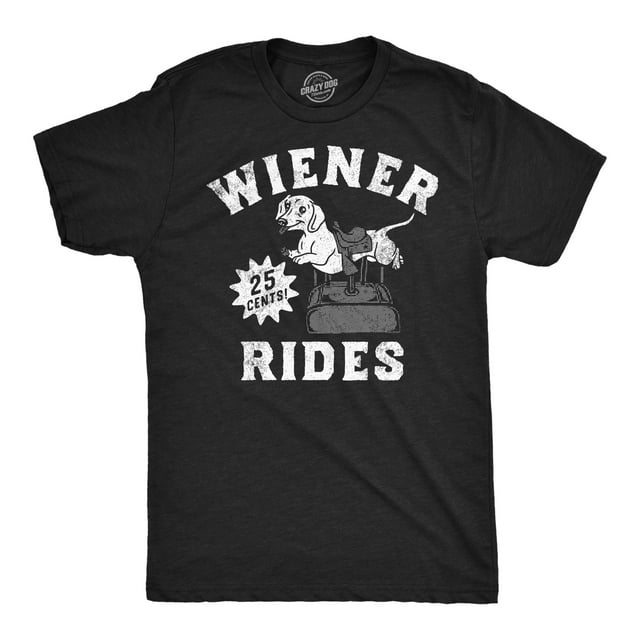 Mens Funny T Shirts Wiener Rides Sarcastic Dog Graphic Novelty for Men (Heahter Black - Wiener Rides) - M