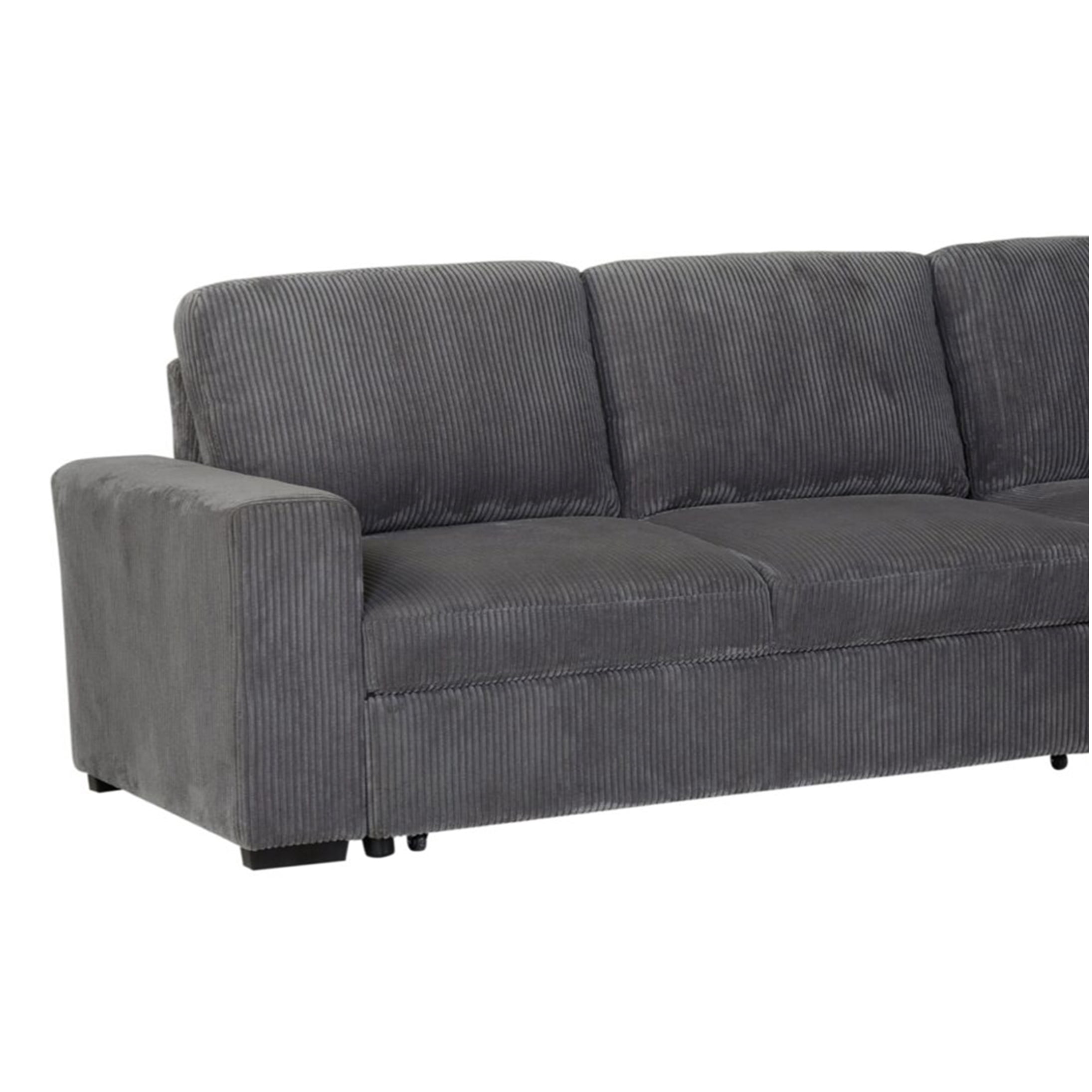 Modern Grey Sectional Sofa Couch with Plush Cushioning, 4-Seater Fabric Living Room Couch