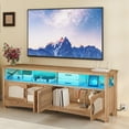 thumbnail image 2 of Uforic Farmhouse TV Stand for 65 inch TV, Entertainment Center with LED Light, TV Media Console Cabinet, 59" Oak, 2 of 9