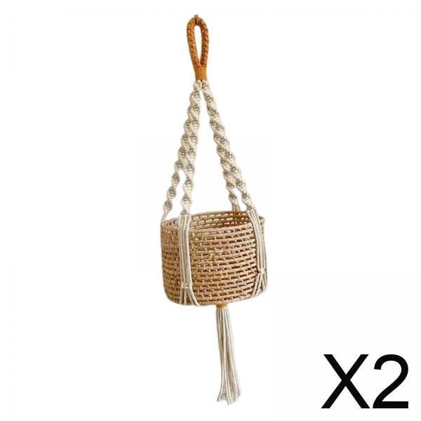 2 Colgadores De Macramé Para Plantas, Cesta Colgante Para Interior, Para Porche, Ventana, Cocina