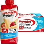Premier Protein Shakes, Strawberries & Cream, 11 Fluid Ounce (Pack of 18)