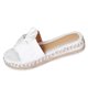 thumbnail image 1 of Sandalias de Cuña Negra para las Mujeres Pie Redondo Pescado Boca Bowknot Tejido Yute Espadrille Playa, Sandalias de Cuña Blanca para las Mujeres, 1 of 9