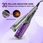NEXPURE Curling Iron, Ionic Hair Crimper Tool, Hair Curler Waver Curling Wand with Ceramic 3 Barrel, Fast Heating, Purple, 0.8Inch