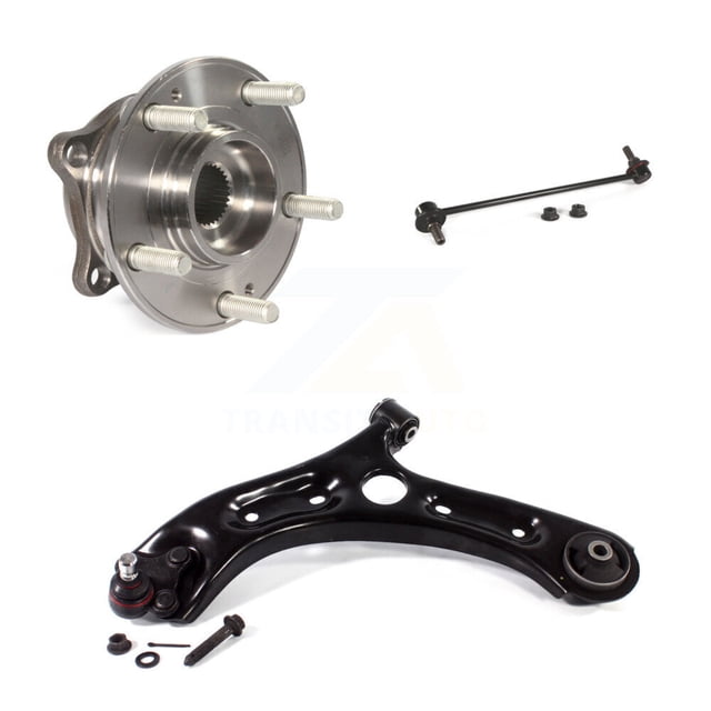Transit Auto Front Left Driver Hub Bearing Assembly Suspension Lower Control Arm with Ball Joint and Sway Bar Stabilizer Link Kit for Car Hyundai Sonata Kia Optima K7T-101664