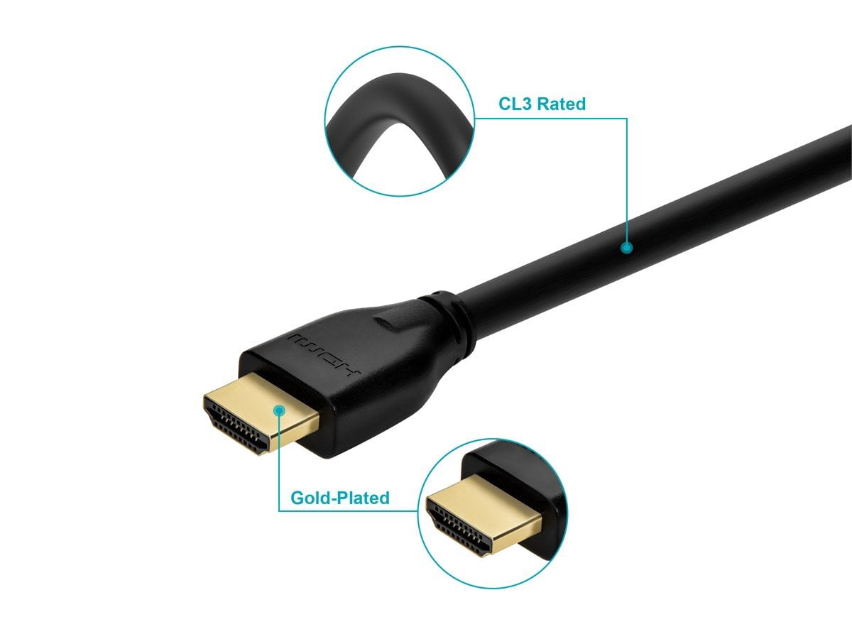 Monoprice 8K Certified Ultra High Speed HDMI Cable - 8K60Hz, 4K120Hz, 48Gbps, HDR, VRR, CL3 Rated, 15ft, Black