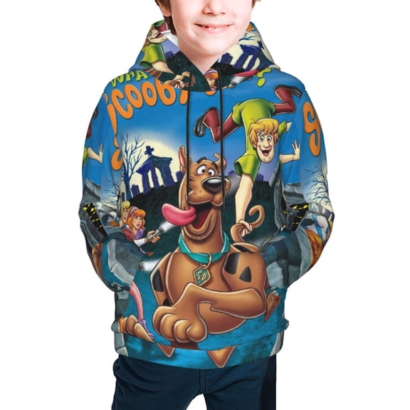 Scooby Doo Boys Girls Hoodies Fashion Graphic Hooded Sweatshirt Casual Pullover Outwear for Kids Youth