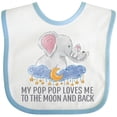 thumbnail image 3 of Inktastic My Pop Pop Loves Me to the Moon and Back Elephants in Clouds Boys or Girls Baby Bib, 3 of 4
