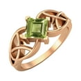 thumbnail image 2 of 5mm Square Shape Natural Peridot 925 Silver Rose Vermeil Celtic Women Mother's Day Gift Ring, 2 of 4