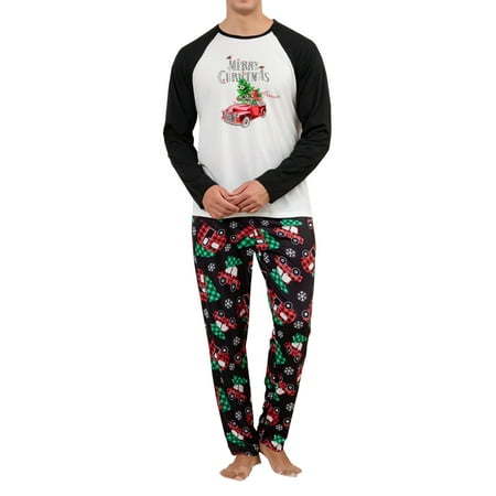 

Binpure Christmas Family Matching Pajamas Set Long Sleeve Car Letters Print Tops with Elastic Waist Pants