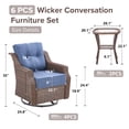 thumbnail image 3 of Bellefurn Outdoor Patio Swivel Rocker Patio Chairs with 6" Thick Cushion and Side Table,Rattan Patio Swivel Glider Chairs Outdoor Furniture Set Conversation Set for Porch,Deck,Yard, 3 of 10