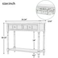 thumbnail image 4 of Traditional Daisy Series Console Table with Double Drawers ,Retro Console Table with Bottom Shelf, for Living Room, Antique Gray, 4 of 9