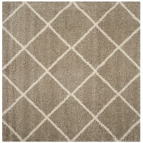 SAFAVIEH Hudson Amias Plush Geometric Shag Area Rug, Beige/Ivory, 11' x 11' Square