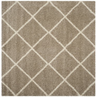 SAFAVIEH Hudson Amias Plush Geometric Shag Area Rug, Beige/Ivory, 11' x 11' Square