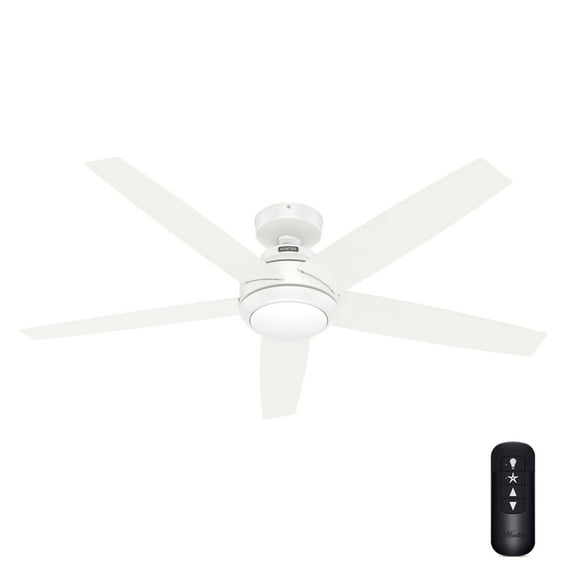 Restored Hunter Fan 52 Inch Casual Fresh White Finish Indoor Ceiling Fan With Light Kit and Remote Control for Kitchen, Bedroom, Living Room (Refurbished)