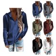 thumbnail image 3 of Sudaderas con cremallera ANGGREK abrigo con Capucha Manga Larga Mujer Suelta Casual color Puro, 3 of 6