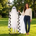 thumbnail image 5 of suore Halloween Hanging Swing Ghost, Halloween Ghost Hanging Decorative Item for Fall Porch Tree Garden Display, Indoor Outdoor Use for Party and Home Decor, Spooky Ghost Hanging Ornament, 5 of 7
