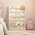 thumbnail image 3 of Yoneston Kids 3-Tier Bookcase with Wood Rails, Children's Standing Display Bookshelf for Playroom, Bedroom, Nursery, White, 3 of 16