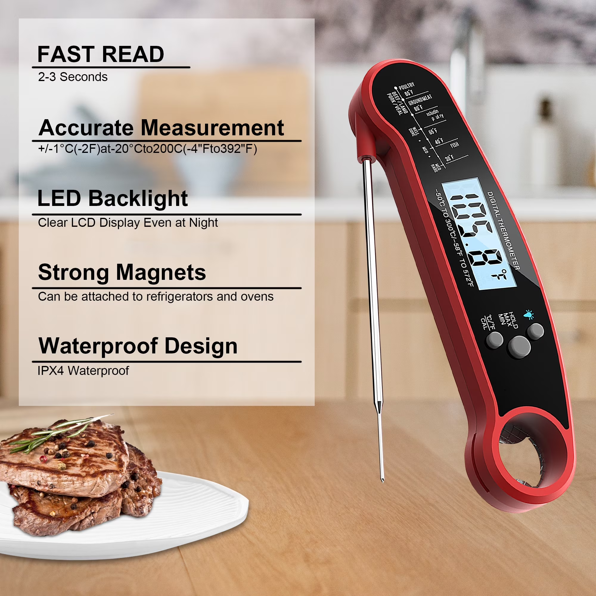 AGCAN Digital Meat Thermometer with Instant Read Probe photo 5