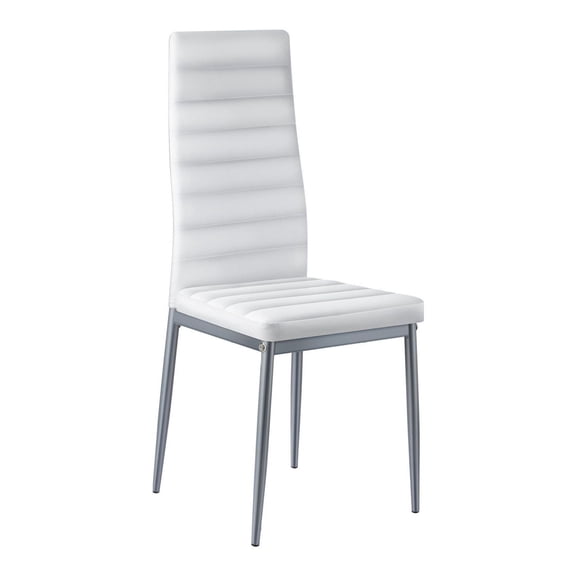 Dining Chairs Set of 4 Modern Leather Kitchen Side Chairs Metal Legs White PU Leather