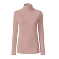 thumbnail image 3 of AherBiu Long Sleeve Shirts for Women High Neck Slim Fitted Stretchy Comfy Basic Layer Tshirts Blouse, 3 of 4