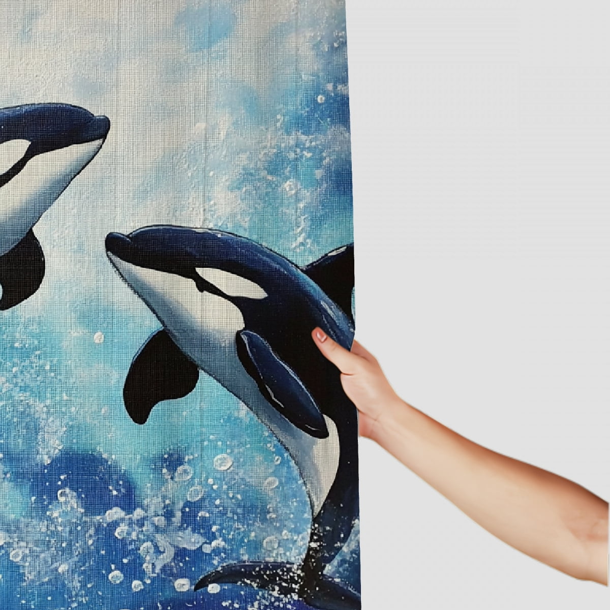 Patifu Whales Ocean Bubbles Washable Shower Curtain Set with Hooks 100% Polyester Fabric Waterproof Bathroom Curtains 69"x72