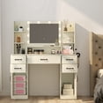 thumbnail image 2 of Manxile Makeup Vanity with Lighted Mirror & Charging Stations & 7 Open Storage Shelves, 5 Drawers, 2 Large Cabinets, 2 of 10