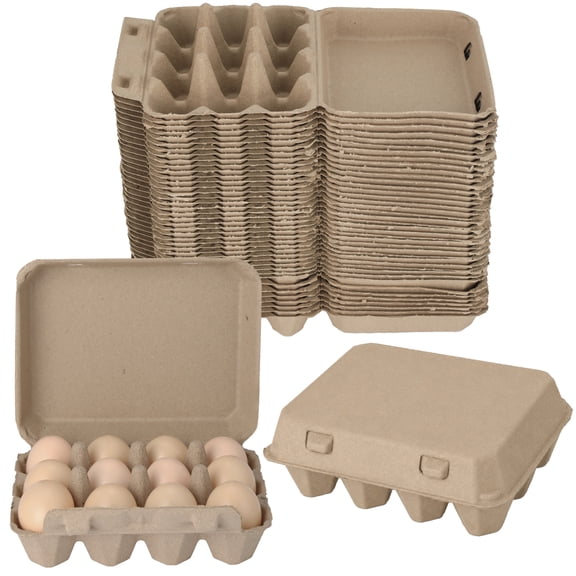 40 Pack Egg Cartons Bulk, 12 Count Paper Pulp Egg Cartons with 3x4 Style, Sturdy Cardboard Containers for Farm Market Supply, Refrigerator Organizing, DIY Craft Projects and Easter Party Arrangement