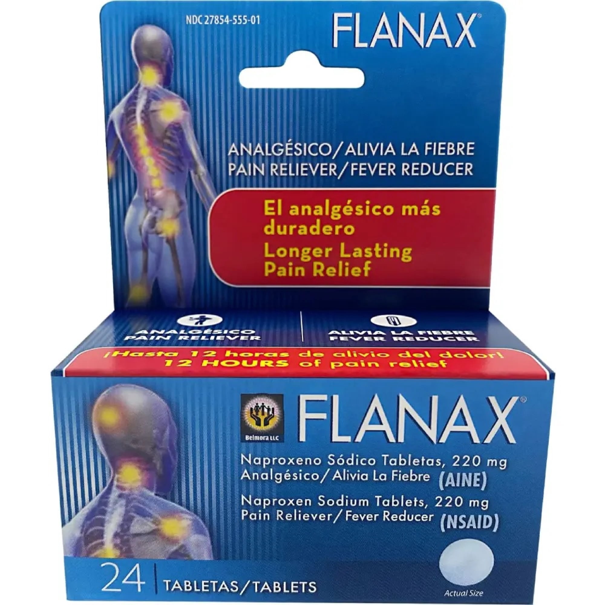 Flanax Naproxen Body Medicines Alivia Dolor Minor Aches & Pain Relief, 24ct