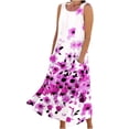 thumbnail image 1 of Birdeem Robes pour Femmes Robe Longue Sans Manches en Coton et Lin à Col Rond Imprimé, 1 of 12
