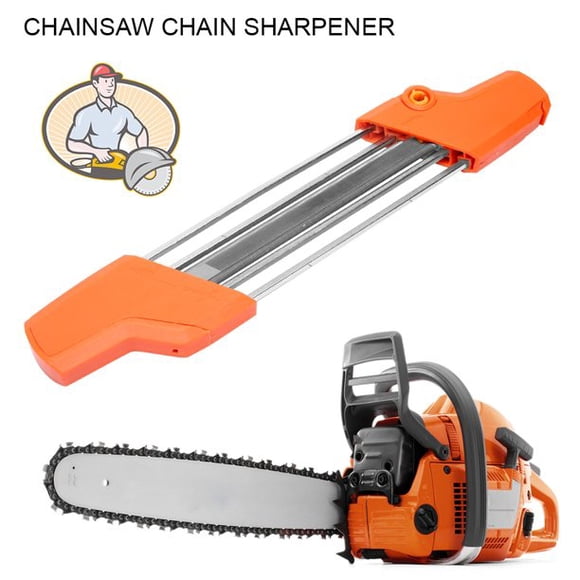 TFixol Chainsaw Chain Sharpener 2 in 1 Easy File Sharpening Grinder Tools for STIHL, File and Depth Gauge File in One Ergonomic Tool (White & Orange)
