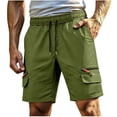 thumbnail image 2 of Xdegoge Workout Cargo Shorts for Men Lightweight Quick Dry Athletic Running Shorts Elastic Waist Drawstring Zipper Pockets for Gym Training Hiking Outdoor Summer Casual, 2 of 7