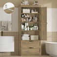 thumbnail image 6 of Homfa 70.3"H Bathroom Storage Cabinet, Farmhouse Linen Storage Cabinet with 2 Drawers, Rustic Brown, 6 of 8