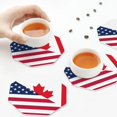 thumbnail image 6 of Bingfone Vintage USA Canada Flag Leather Drinks Coasters with Set of 6,Suitable for Home Kitchen,Coffee Cup Coasters Home Gift, 6 of 7