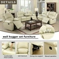 thumbnail image 3 of Bonded Leather Living Room Furniture Set Reclining Sofa Set Loveseat Furniture Sets in Living Room Sofa Recliners (3 Pieces, Beige), 3 of 13