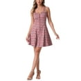 thumbnail image 1 of Vestido sin mangas de mujer con tirantes de cuadros y cremallera frontal XS rojo y blanco, 1 of 6