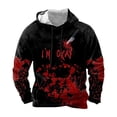 thumbnail image 1 of Birdeem Mens Leisure Draw Rope Hooded Sweatshirt Stained Lettering Print, 1 of 3