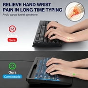 Large Print Wired Backlit Keyboard with 7-Color Backlight, Wrist Rest, Phone Holder, Oversized Keys, USB Plug & Play for PC Laptop Desktop Windows, Black