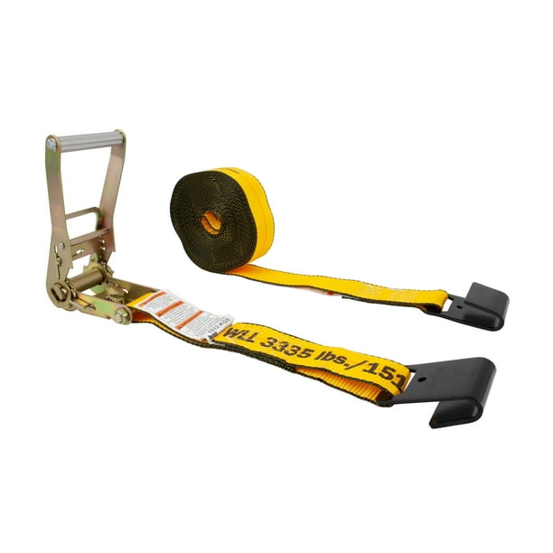 Kinedyne 2" x 30' Ratchet Tie Down Straps with Flat Hook WLL 3,335