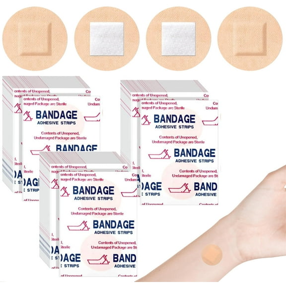 200 Pcs Adhesive Fabric Bandages,Bexikou 0.87 inch Adhesive Round Bandages,Flexible Adhesive Bandages with Non Stick Pad,Bandages for Family Wounds Protection Care